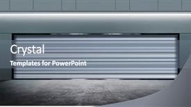  Presentation with city street - PPT theme consisting of hostelry - modern closed garage on street background and a gray colored foreground