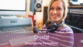  Presentation with radio - Audience pleasing slide deck consisting of hosting - portrait of happy young radio backdrop and a violet colored foreground
