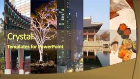  Presentation with gardens - Slides featuring hostory - collage with highrise buildings gardens background and a tawny brown colored foreground