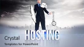  Presentation with warrior - Cool new PPT theme with hostry leaderships - corporate warrior against hosting backdrop and a  colored foreground