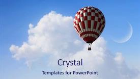  Presentation with clouds - Audience pleasing PPT theme consisting of hot air ballon - aerostat flying above clouds backdrop and a lemonade colored foreground