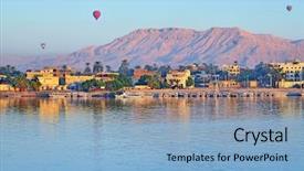  Presentation with dawn - Cool new presentation theme with hot air ballon - balloons above luxor egypt backdrop and a light blue colored foreground