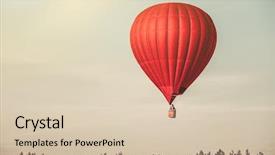  Presentation with air - Amazing theme having hot air ballon - red balloon in the sky backdrop and a soft green colored foreground