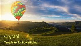  Presentation with balloon - Slide deck enhanced with hot-air-balloon-above-high background and a tawny brown colored foreground
