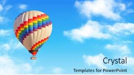  Presentation with air - Presentation theme with hot-air balloon and blue background and a arctic colored foreground