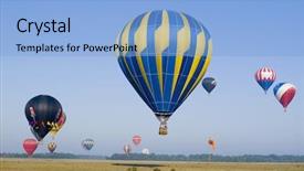  Presentation with animated hot air ballon - Presentation theme enhanced with hot air balloon festival 60 background and a light blue colored foreground