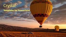  Presentation with festival - Beautiful slide set featuring hot-air-balloon-festival-ending backdrop and a tawny brown colored foreground