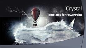  Presentation with balloon - Presentation design with hot-air-balloon-floating-mixed background and a dark gray colored foreground