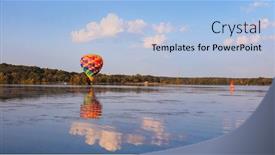  Presentation with balloon - Amazing theme having hot-air-balloon-flying-over backdrop and a light blue colored foreground