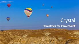  Presentation with cappadocia - PPT layouts having hot-air-balloon-flying-over background and a teal colored foreground