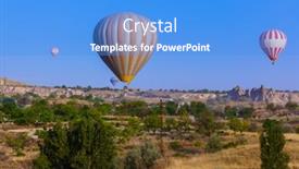  Presentation with balloon - Audience pleasing slide deck consisting of hot-air-balloon-flying-over backdrop and a teal colored foreground