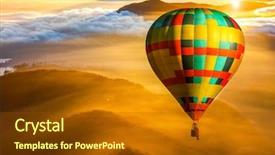  Presentation with misty - Theme featuring hot air balloon flying background and a tawny brown colored foreground