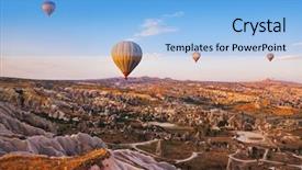  Presentation with balloon - Amazing PPT layouts having hot air balloon flying backdrop and a light blue colored foreground