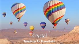  Presentation with cappadocia - Beautiful PPT layouts featuring hot air balloon flying backdrop and a coral colored foreground