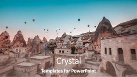  Presentation with cappadocia - Presentation featuring hot air balloon flying background and a violet colored foreground