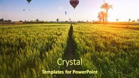  Presentation with egypt - Slides enhanced with hot-air-balloon-over-green background and a tawny brown colored foreground