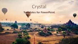  Presentation with myanmar bagan - Presentation theme with hot-air-balloon-over-plain background and a lemonade colored foreground