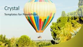  Presentation with air france - PPT layouts featuring hot air balloon provence france background and a sky blue colored foreground
