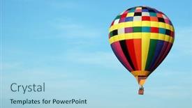  Presentation with soaring - Colorful PPT theme enhanced with hot air balloon soaring in the sky backdrop and a light blue colored foreground