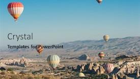  Presentation with hot air balloons - Amazing slide deck having hot-air-balloons-flying-over backdrop and a light blue colored foreground