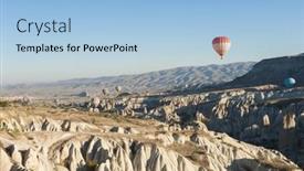  Presentation with hot air balloons - Presentation theme having hot-air-balloons-flying-over background and a  colored foreground