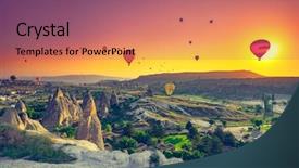 Presentation with cappadocia - Presentation theme featuring hot air balloons flying background and a coral colored foreground