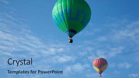  Presentation with hot air balloons - Beautiful presentation theme featuring hot air balloons with people backdrop and a light blue colored foreground