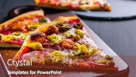  Presentation with pizza - Slide deck having hot-and-spicy-pizza background and a tawny brown colored foreground