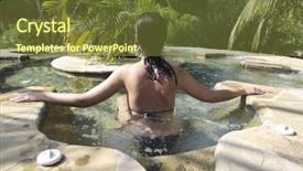  Presentation with swimming beautiful girl swims underwater - PPT theme with hot bath - beautiful brunette caucasian relaxing background and a  colored foreground