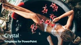  Presentation with tropical flowers - Colorful PPT layouts enhanced with hot bath in luxury spa backdrop and a navy blue colored foreground