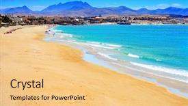  Presentation with odontology 3d view - Slide deck having hot beach - view of playa esmeralda background and a yellow colored foreground