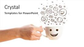  Presentation with cup coffee - Presentation theme having coffee-cup with brown hand background and a white colored foreground