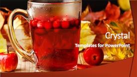  Presentation with energry drink - Theme featuring cranberry cinnamon tea - winter drink background and a crimson colored foreground