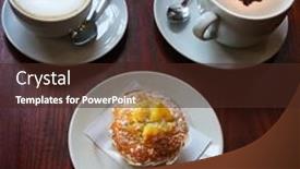  Presentation with cappuccino - Theme enhanced with hot-cappuccino-and-latte-coffee background and a tawny brown colored foreground