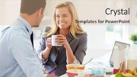  Presentation with work together growth teamwork - Beautiful slide set featuring hot cereal - couple having breakfast together backdrop and a coral colored foreground