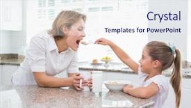  Presentation with daughter mother - Slide deck having hot cereal - mother and daughter having breakfast background and a sky blue colored foreground