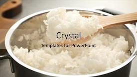  Presentation with spoon - Amazing slide set having hot cereal - spoon with cooked rice backdrop and a soft green colored foreground