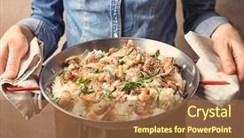  Presentation with mushrooms - Beautiful presentation featuring hot cereal - woman holding dish with delicious backdrop and a tawny brown colored foreground
