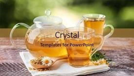  Presentation with hot tea - Colorful PPT theme enhanced with hot chamomile tea in cups backdrop and a yellow colored foreground