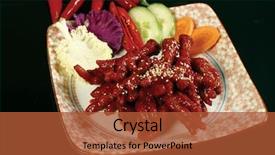  Presentation with asian food - PPT theme enhanced with asian food background and a red colored foreground