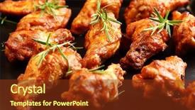  Presentation with baking - Amazing PPT theme having hot chicken wings on baking backdrop and a tawny brown colored foreground