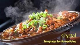  Presentation with chinese food - Colorful presentation theme enhanced with hot chinese food backdrop and a tawny brown colored foreground