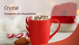  Presentation with cocoa - PPT theme enhanced with hot chocolate - cup of tasty cocoa background and a lemonade colored foreground
