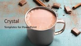  Presentation with cocoa - PPT theme enhanced with hot chocolate - mug with yummy cocoa drink background and a lemonade colored foreground