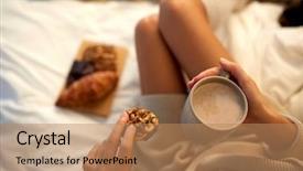  Presentation with cacao - Theme featuring hot chocolate - winter coziness leisure and people background and a coral colored foreground