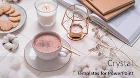  Presentation with hot chocolate - Presentation theme enhanced with hot-chocolate-and-cocoa-autumn background and a light gray colored foreground