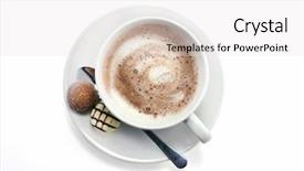  Presentation with hot chocolate - Presentation theme with hot chocolate and truffles viewed background and a white colored foreground