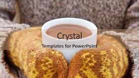  Presentation with hot chocolate - Theme consisting of futuristic young woman with flag from bosnia on her dress on white background background and a lemonade colored foreground