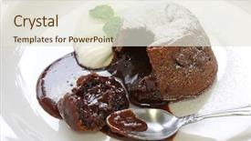  Presentation with pudding - PPT layouts featuring hot chocolate pudding fondant au background and a sky blue colored foreground