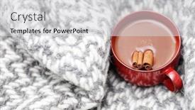  Presentation with hot chocolate - Presentation theme having hot-chocolate-with-cinnamon-sweet background and a light gray colored foreground